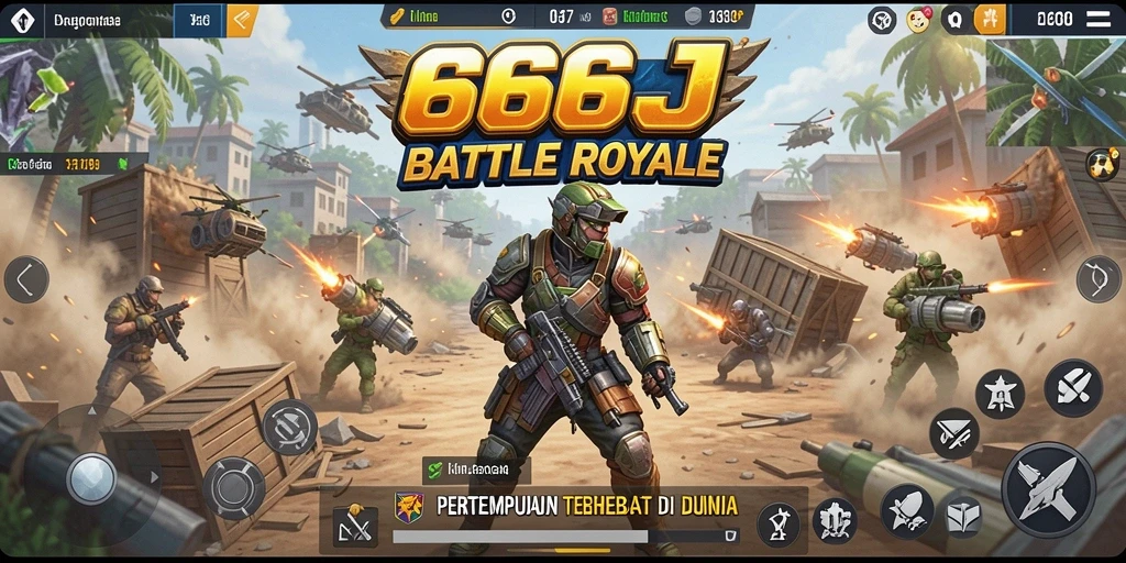 Tampilan gameplay seru dalam pertempuran Battle Royale di 666J.