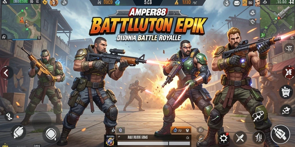 Gameplay seru di AMPER88 dengan pertarungan epik Battle Royale.