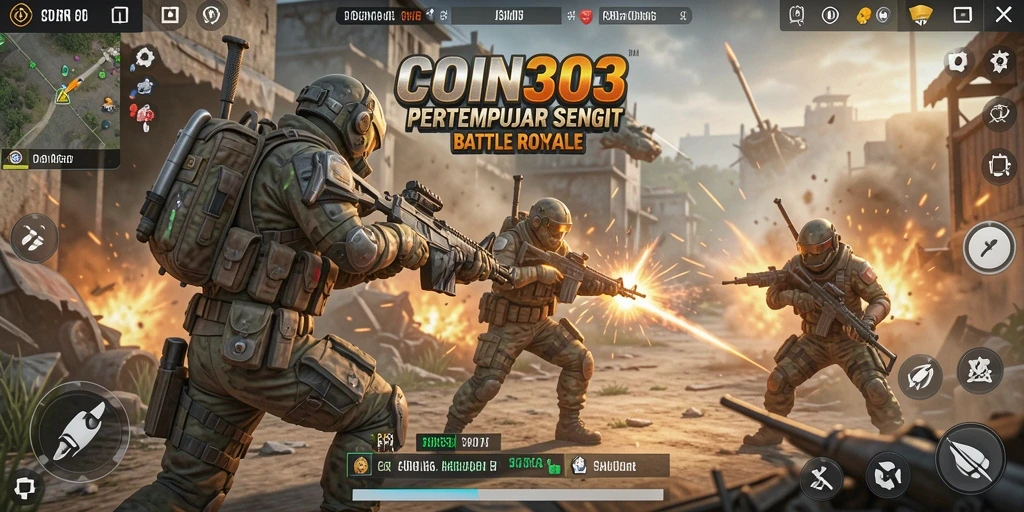 Tampilan gameplay intensif dalam COIN303 dengan aksi Battle Royale yang mendebarkan.