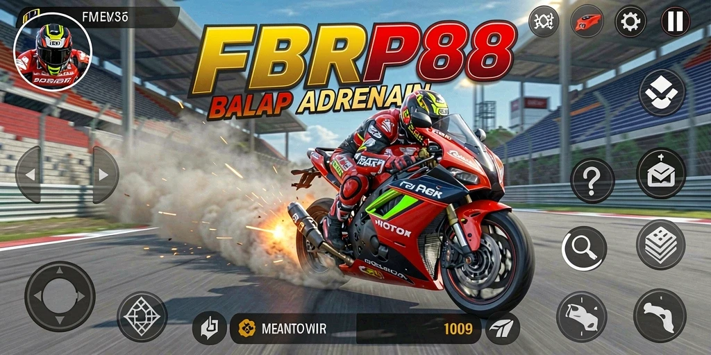 Tampilan gameplay FBRP88 yang menegangkan saat balapan motor.