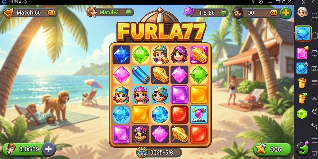 Tampilan gameplay seru FURLA77 yang menantang pemain dengan elemen warna-warni.