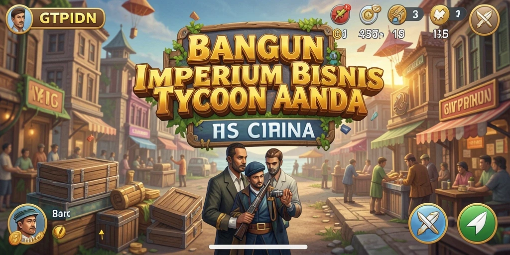 Tampilan gameplay GTPIDN dengan berbagai bisnis yang dikelola oleh pemain.