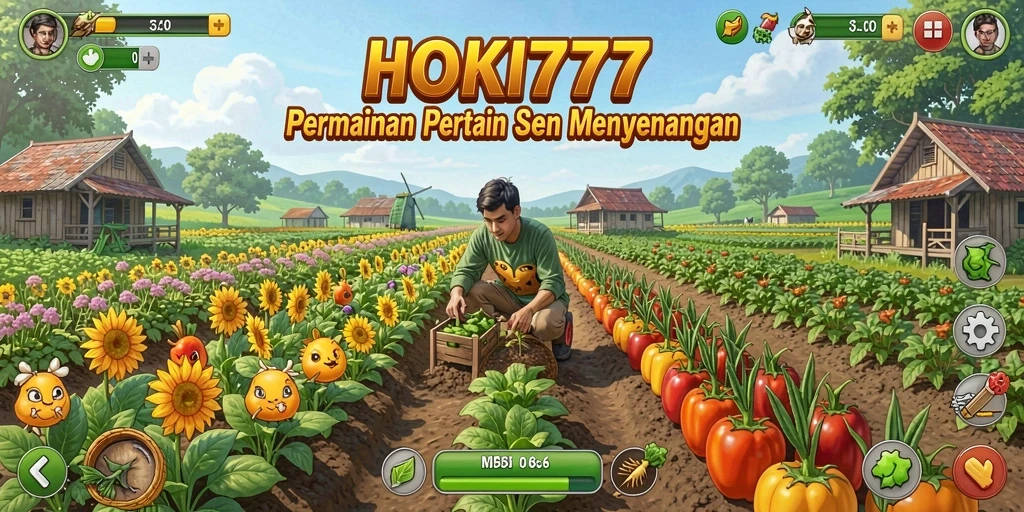 Screenshot gameplay HOKI777 yang menunjukkan aktivitas pertanian yang seru.