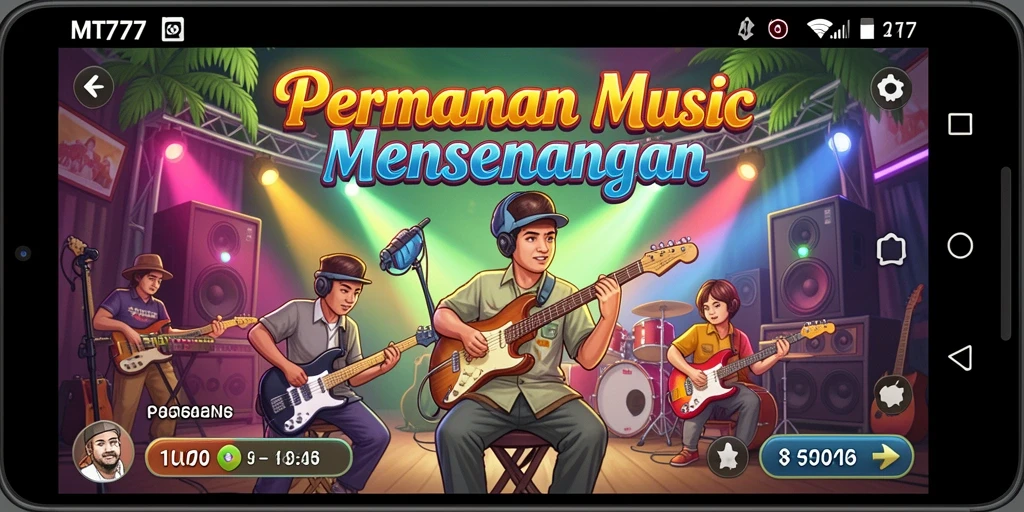 Tampilan gameplay MT777 dengan beragam musik yang asyik.