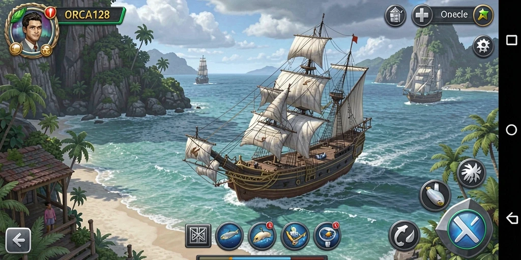 Tampilan gameplay <strong>ORCA128</strong> yang menantang dan interaktif.