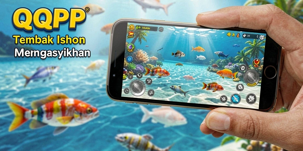 Tampilan gameplay QQRP dengan banyak ikan berwarna-warni.