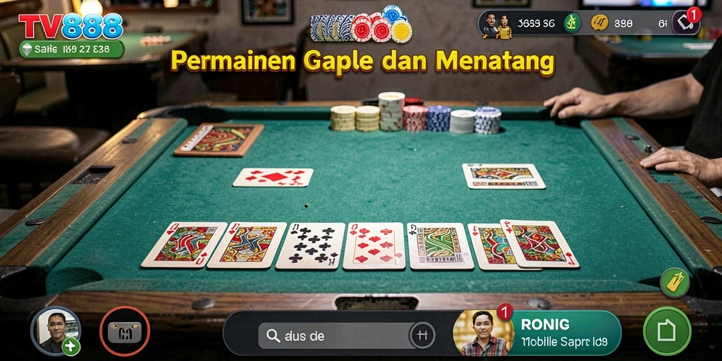 Screenshot gameplay Gaple di TV888 yang seru dan interaktif.