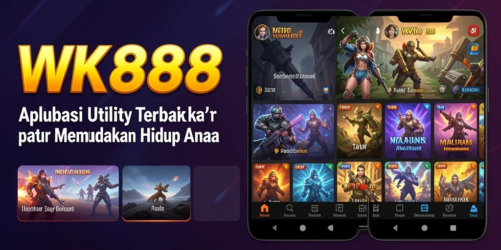 Tampilan utama aplikasi WK888 menunjukkan berbagai fitur Utility yang berguna.